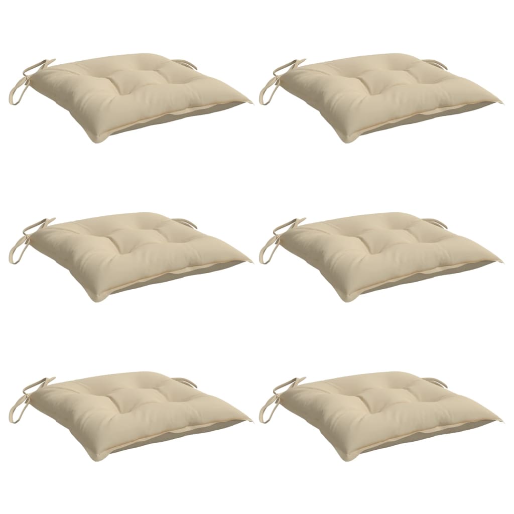 Almofadões de cadeira 6 pcs 50x50x7 cm tecido oxford bege