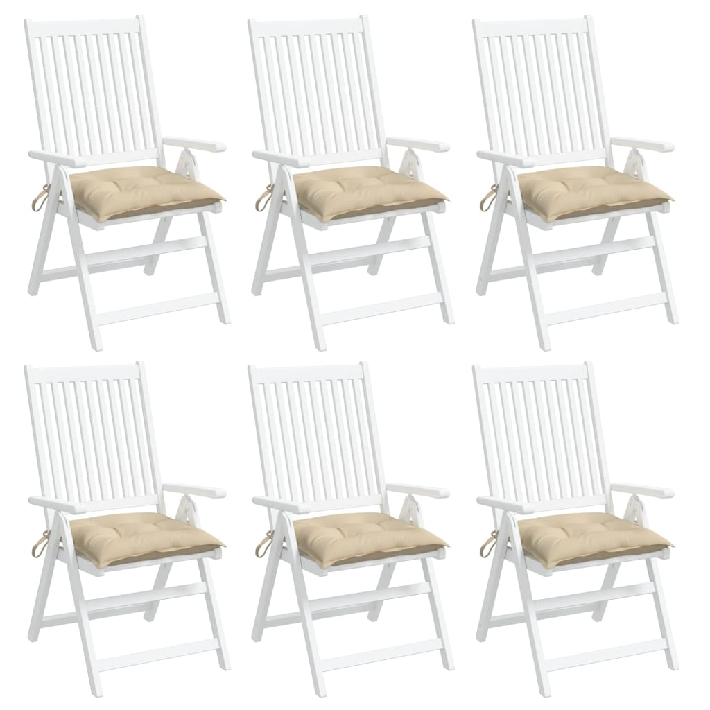 Almofadões de cadeira 6 pcs 50x50x7 cm tecido oxford bege