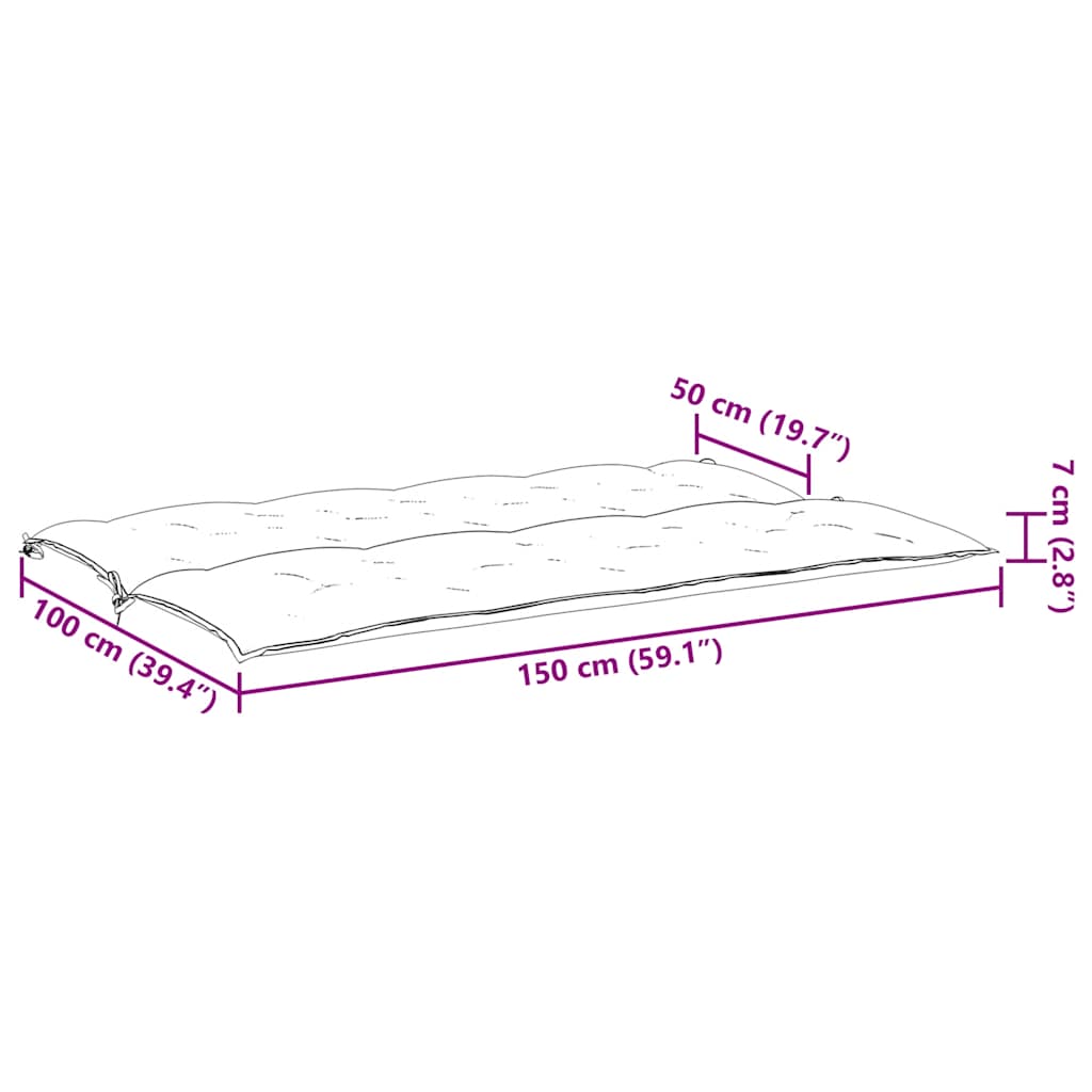 Almofadão banco jardim 150x(50+50)x7cm tecido oxford antracite