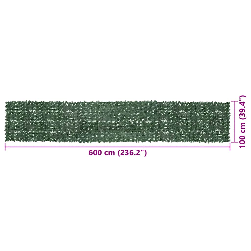 Tela de varanda com folhas verde-escuras 600x100 cm
