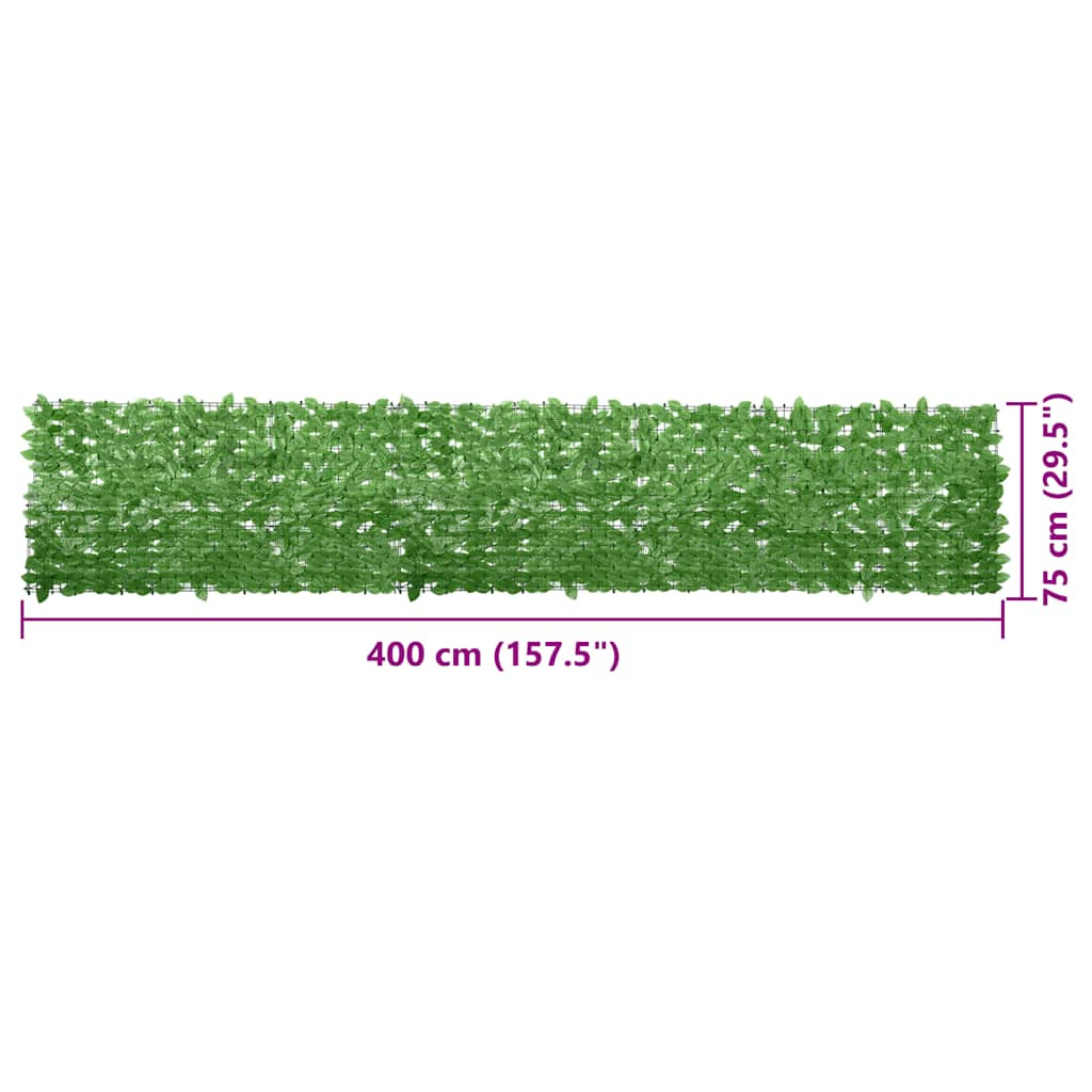 Tela de varanda com folhas verdes 400x75 cm