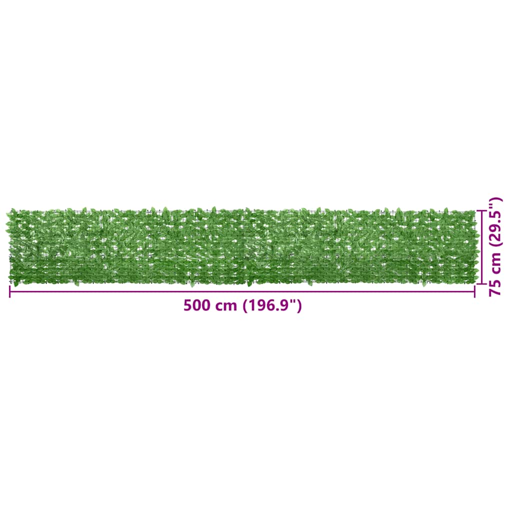 Tela de varanda com folhas verde 500x75 cm