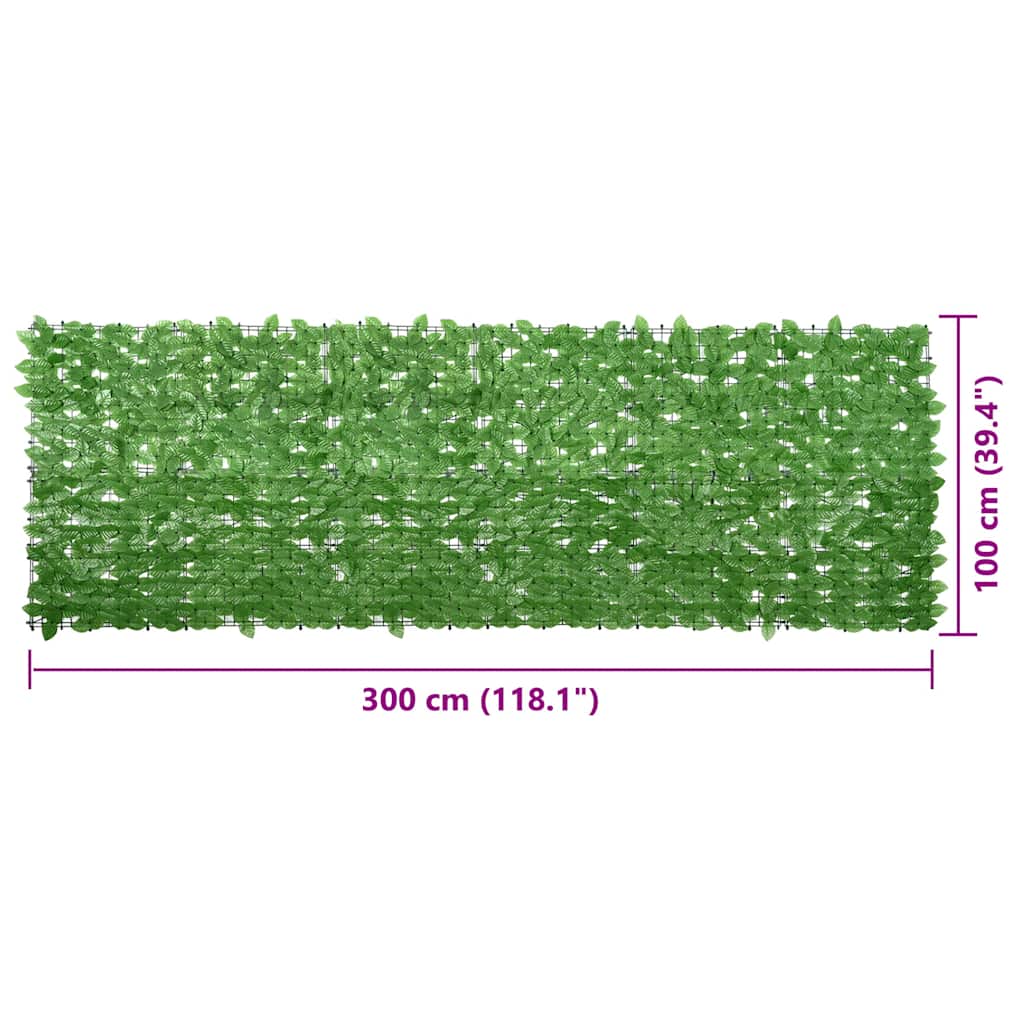 Tela de varanda com folhas verde 300x100 cm