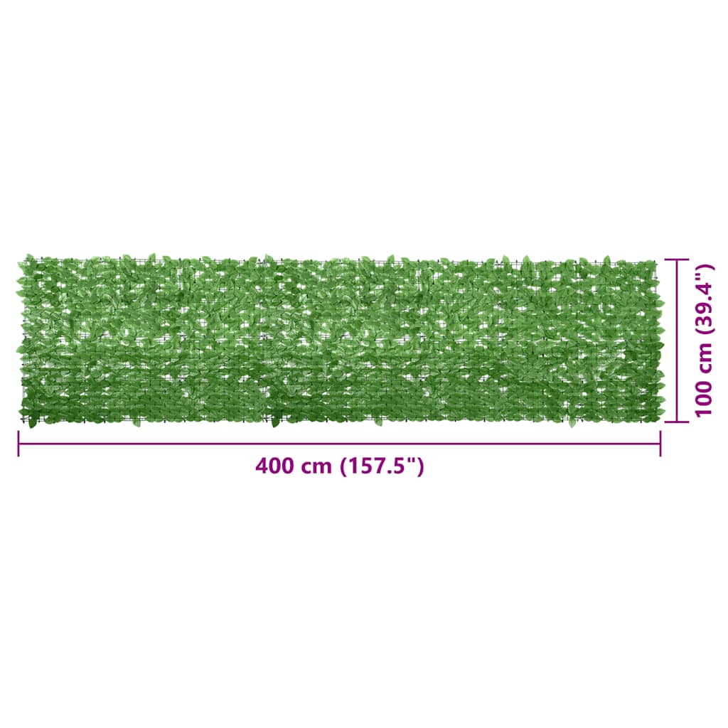 Tela de varanda com folhas verdes 400x100 cm