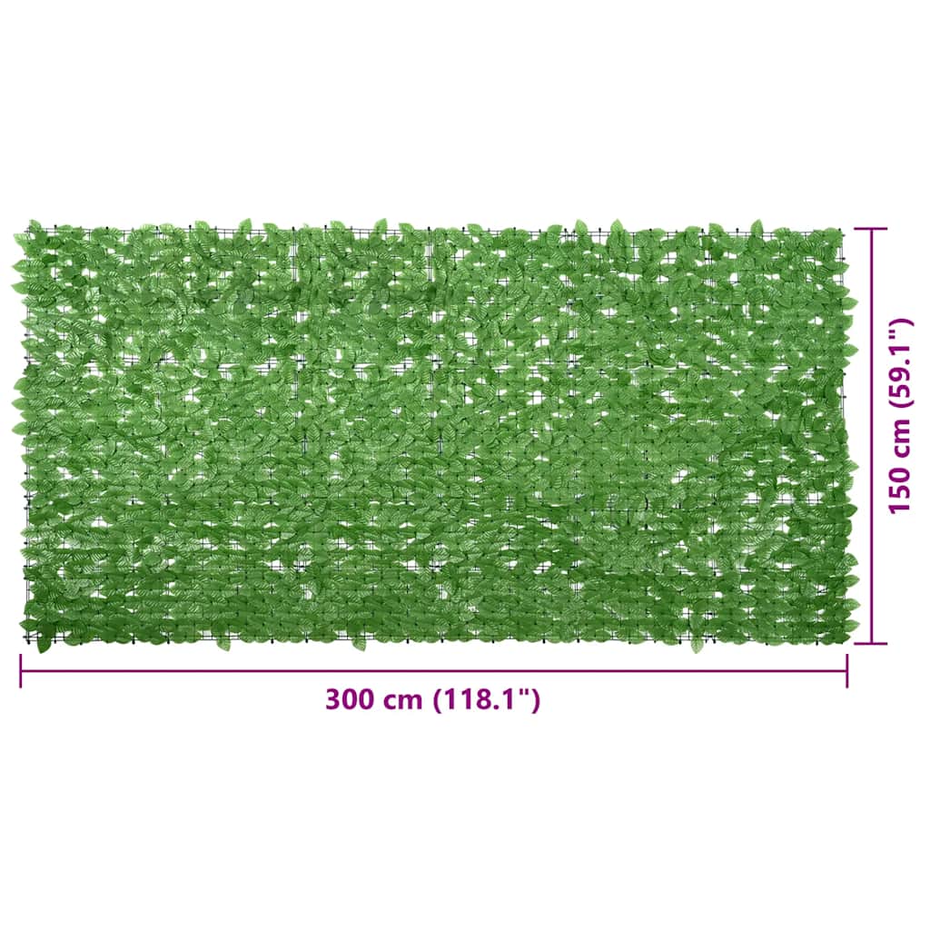 Tela de varanda com folhas verdes 300x150 cm