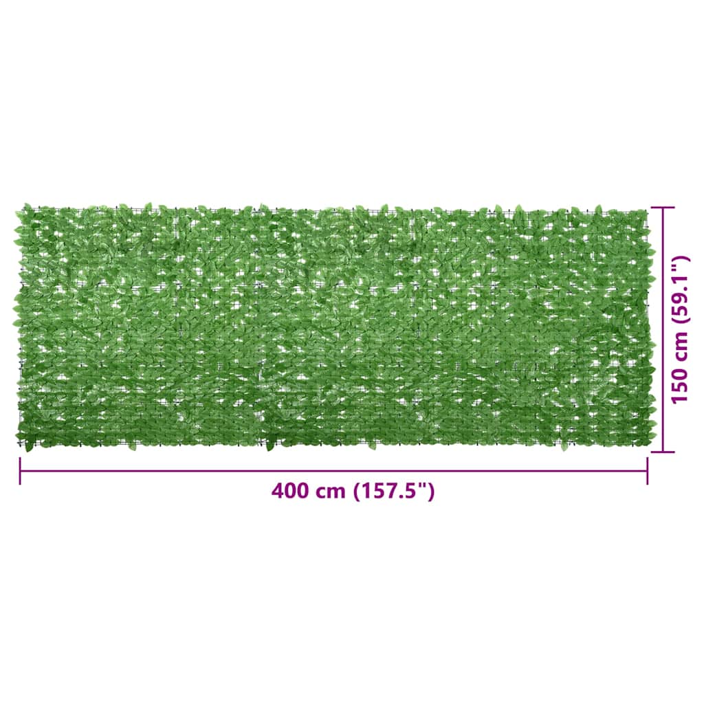 Tela de varanda com folhas verdes 400x150 cm