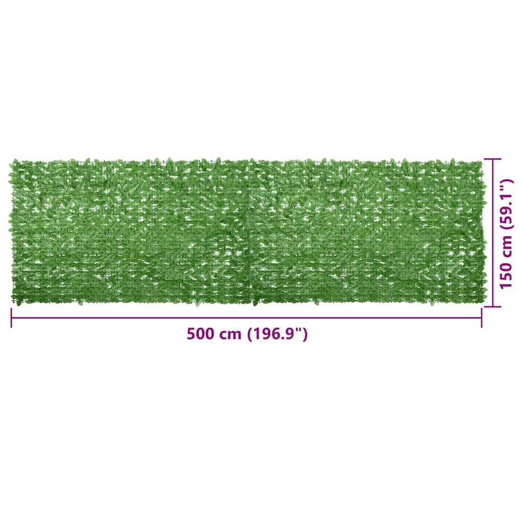 Tela de varanda com folhas verdes 500x150 cm