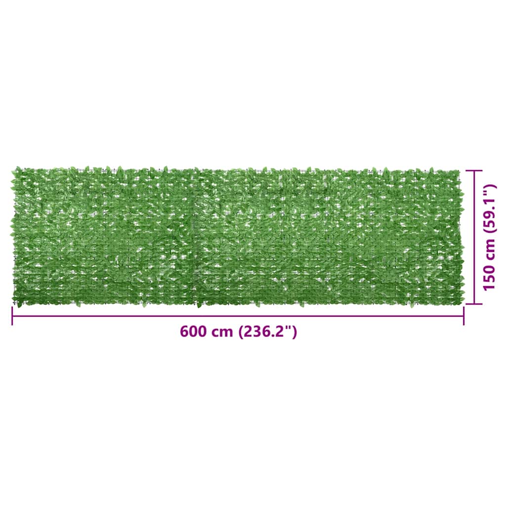 Tela de varanda com folhas verdes 600x150 cm