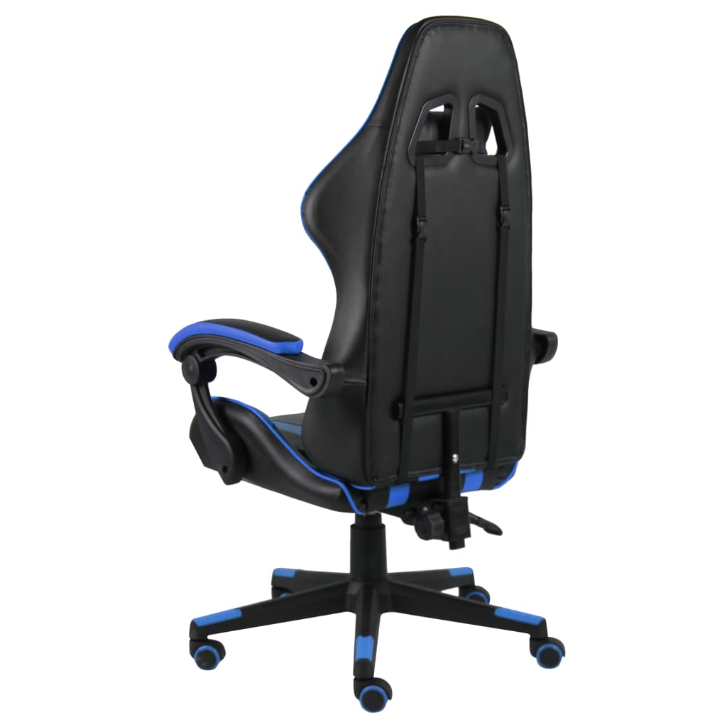Cadeira estilo corrida couro artificial preto e azul