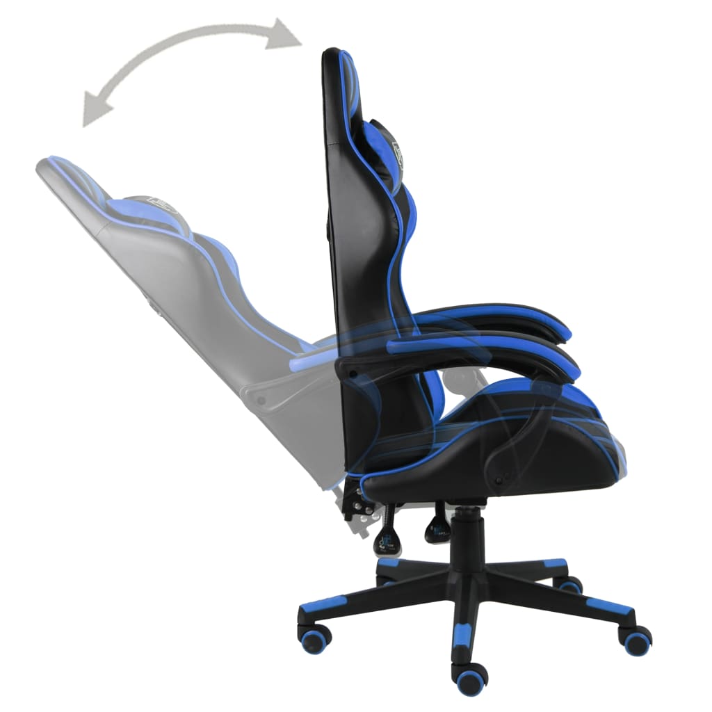 Cadeira estilo corrida couro artificial preto e azul