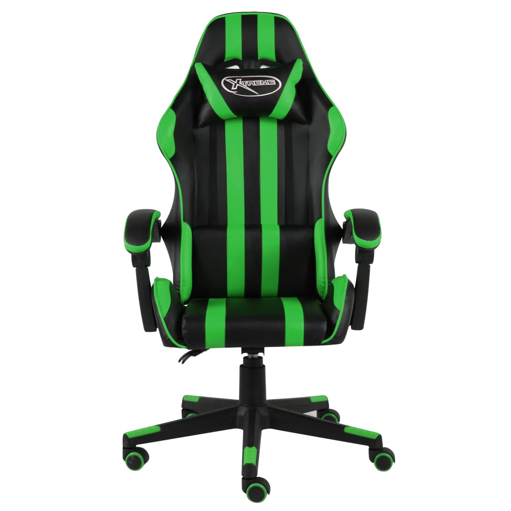 Cadeira estilo corrida couro artificial preto e verde