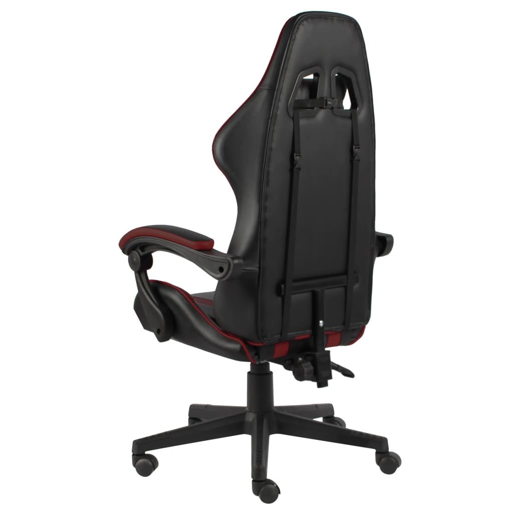 Cadeira estilo corrida couro artificial preto e vermelho tinto