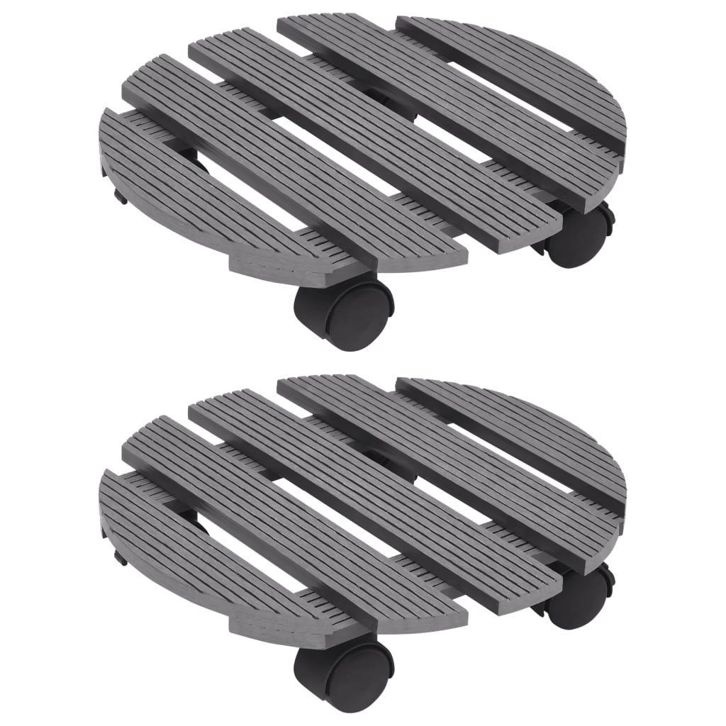 Suportes com rodas para vasos 2 pcs Ø30x7,5 cm WPC cinzento