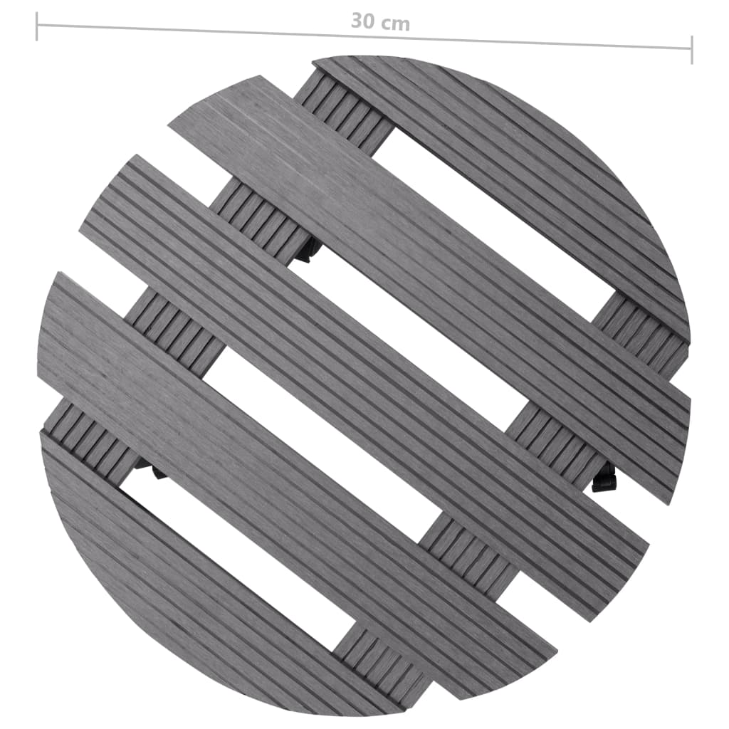 Suportes com rodas para vasos 2 pcs Ø30x7,5 cm WPC cinzento
