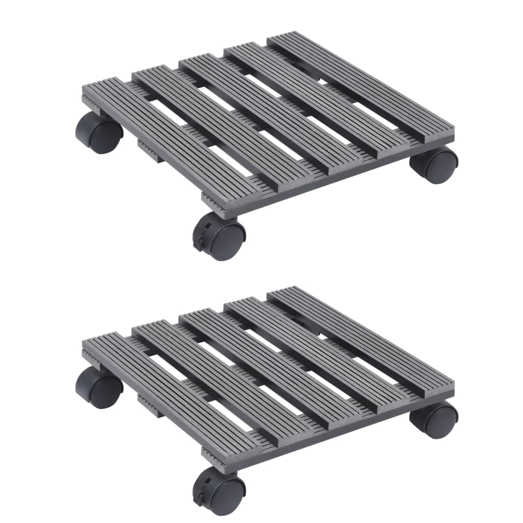 Suportes com rodas para vasos 2 pcs 30x30x7,5 cm WPC cinzento
