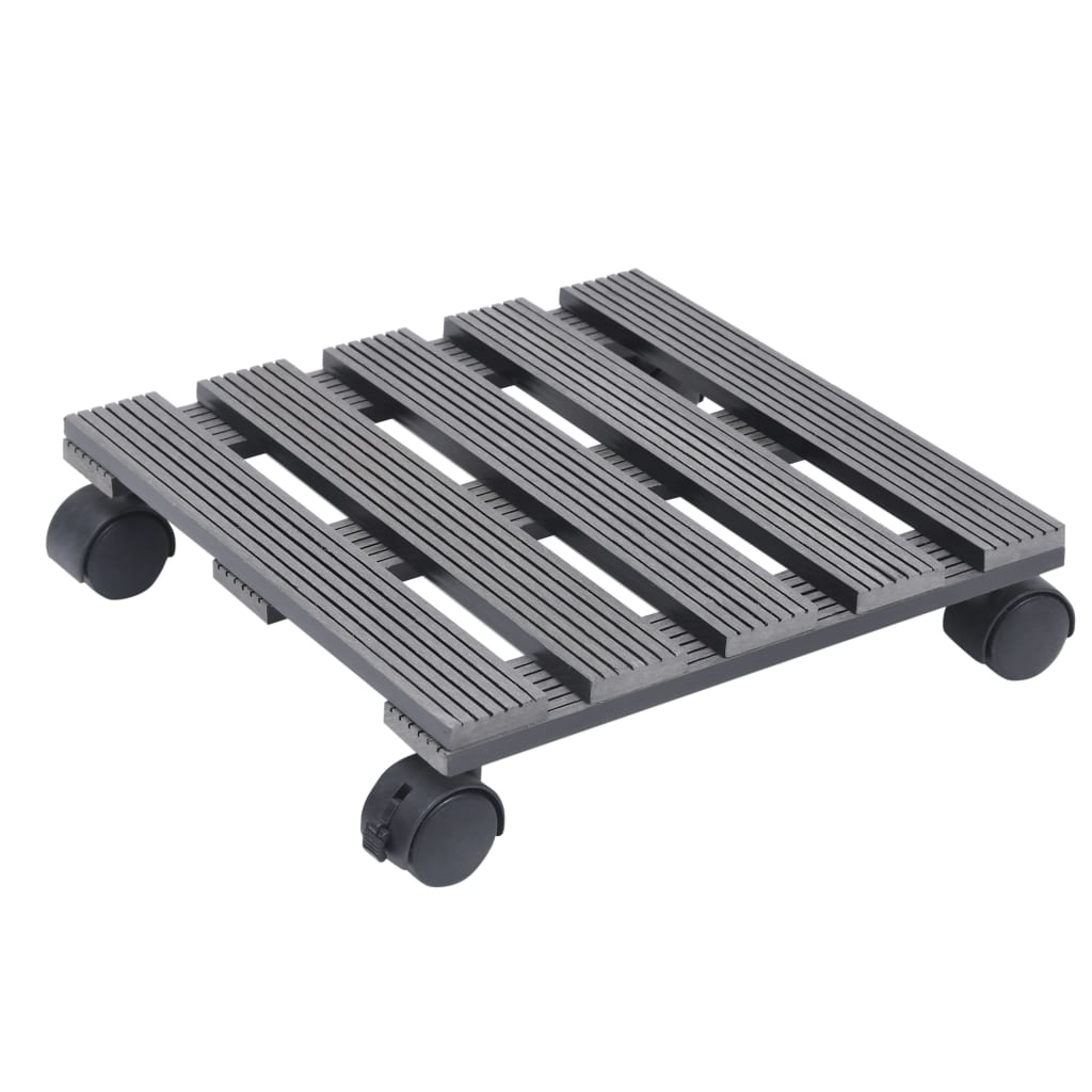 Suportes com rodas para vasos 2 pcs 30x30x7,5 cm WPC cinzento