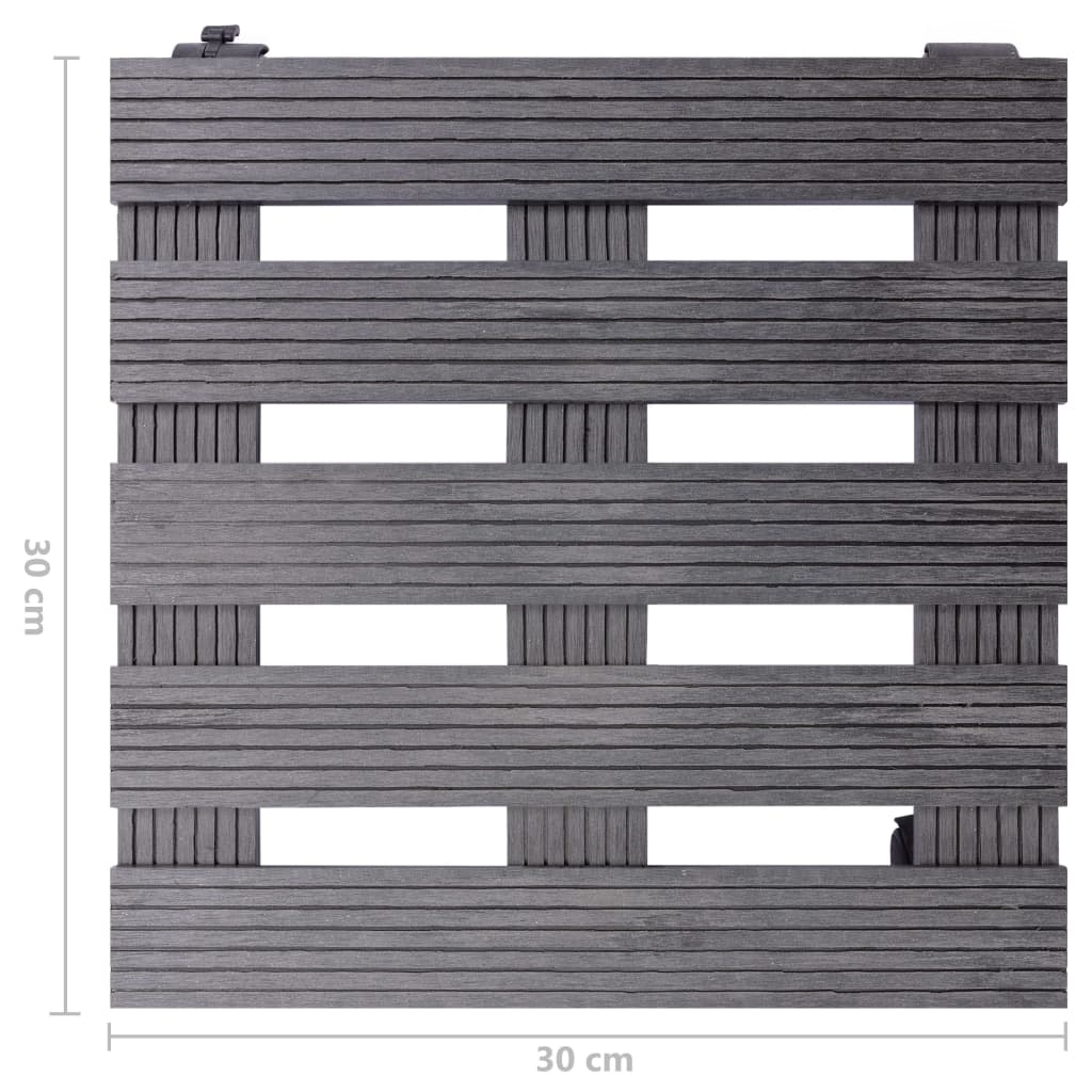 Suportes com rodas para vasos 2 pcs 30x30x7,5 cm WPC cinzento