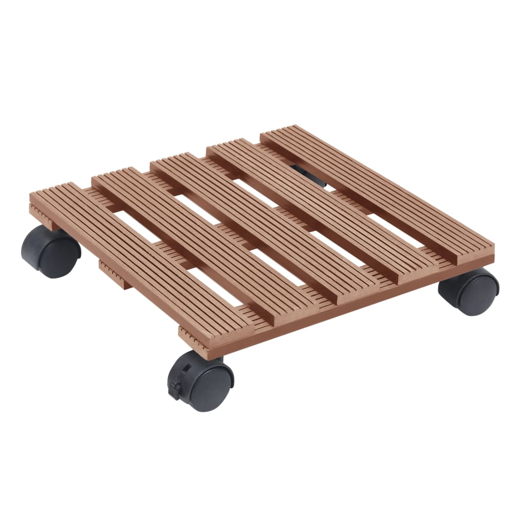 Suportes com rodas para vasos 2 pcs 30x30x7,5 cm WPC castanho