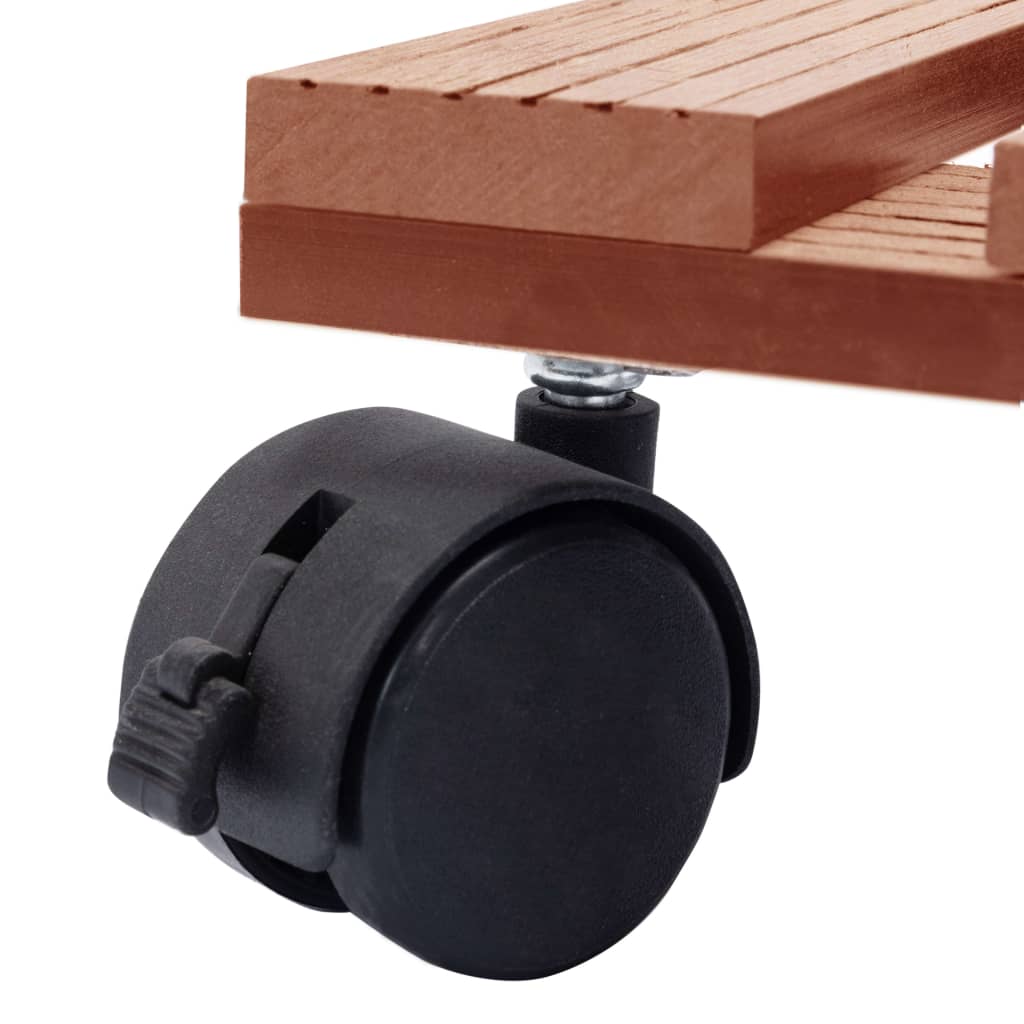 Suportes com rodas para vasos 2 pcs 30x30x7,5 cm WPC castanho