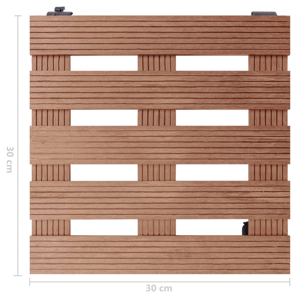 Suportes com rodas para vasos 2 pcs 30x30x7,5 cm WPC castanho