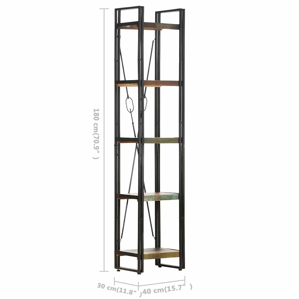 Estante c/ 5 prateleiras 40x30x180 cm madeira recuperada maciça