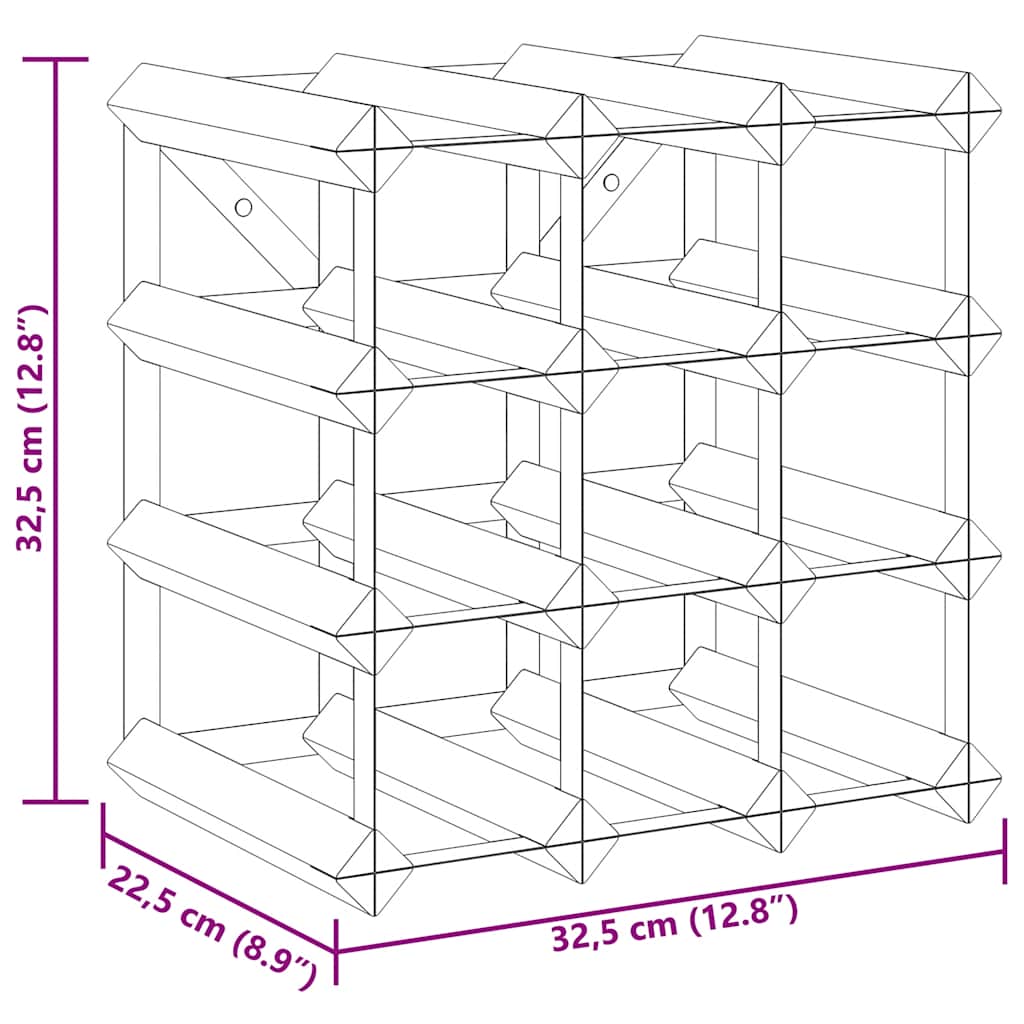 Garrafeira para 12 garrafas madeira de pinho maciça preto