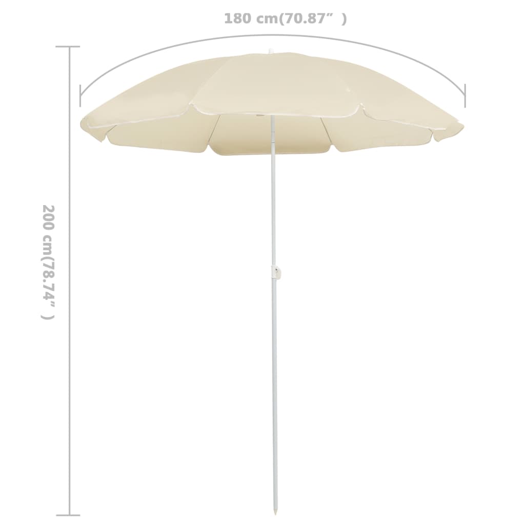 Guarda-sol de jardim com poste de aço 180 cm cor areia