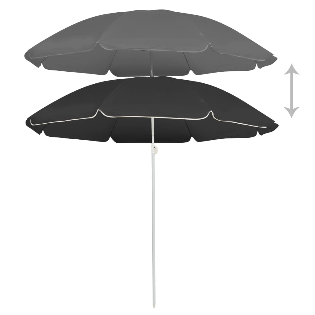 Guarda-sol de jardim com poste de aço 180 cm antracite