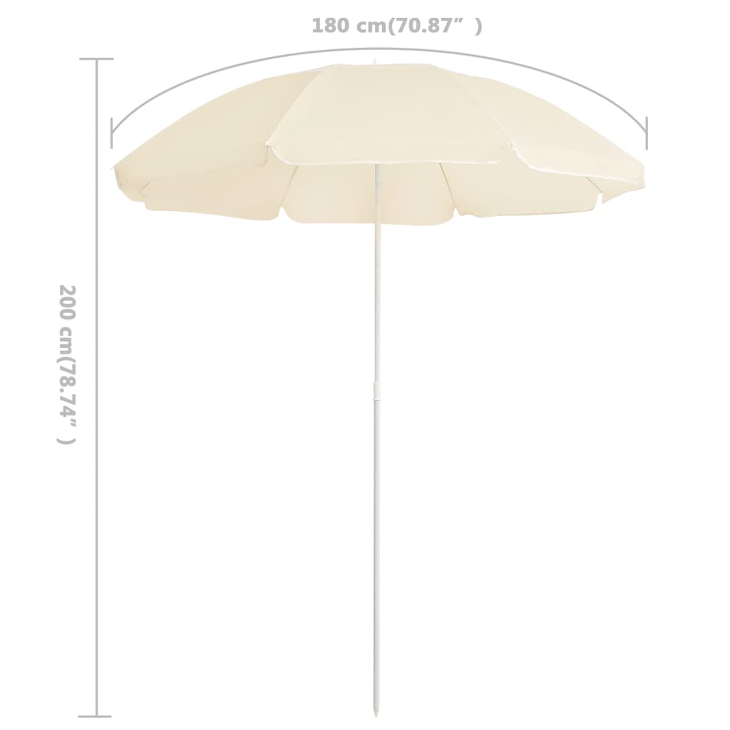 Guarda-sol de jardim com poste de aço 180 cm cor areia