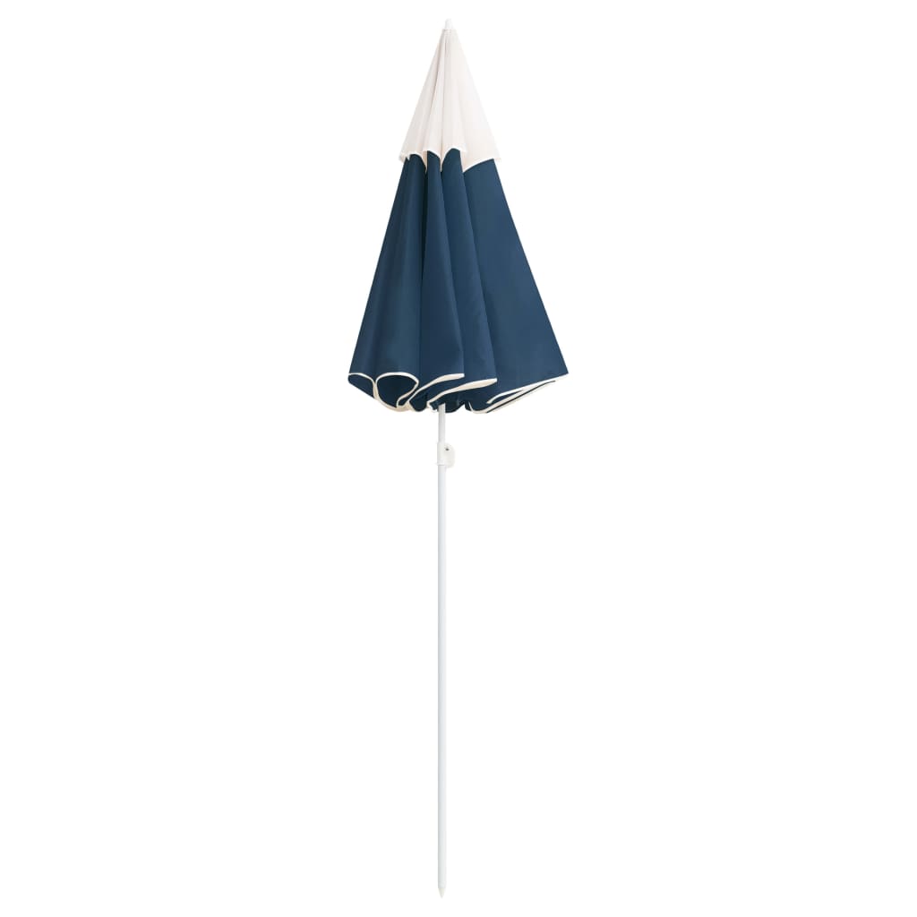 Guarda-sol de jardim com poste de aço 180 cm azul