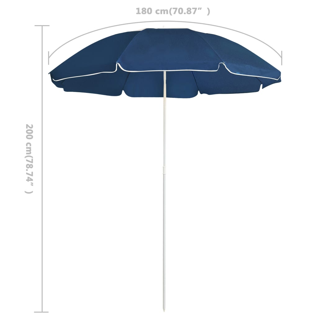 Guarda-sol de jardim com poste de aço 180 cm azul