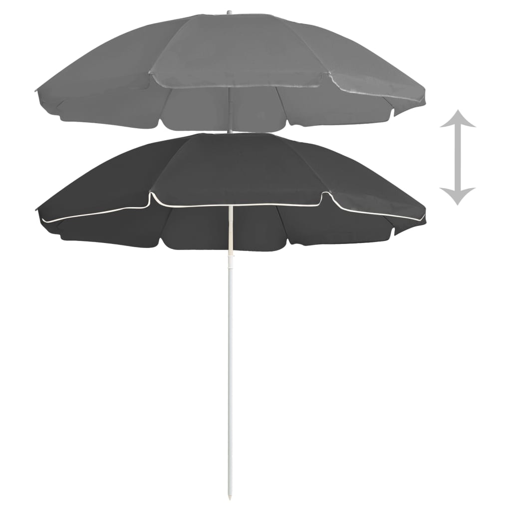 Guarda-sol de jardim com poste de aço 180 cm antracite
