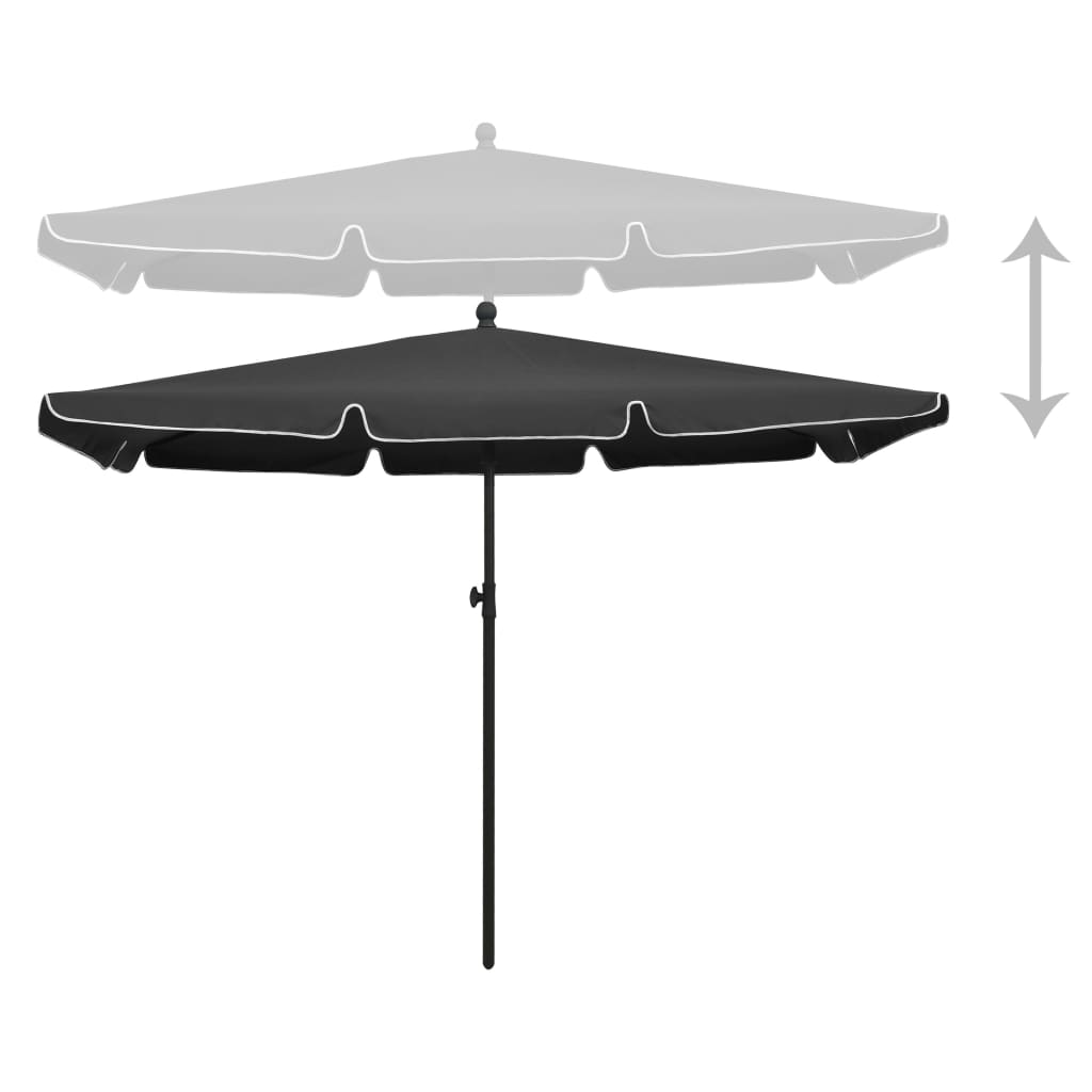Guarda-sol de jardim com mastro 210x140 cm antracite
