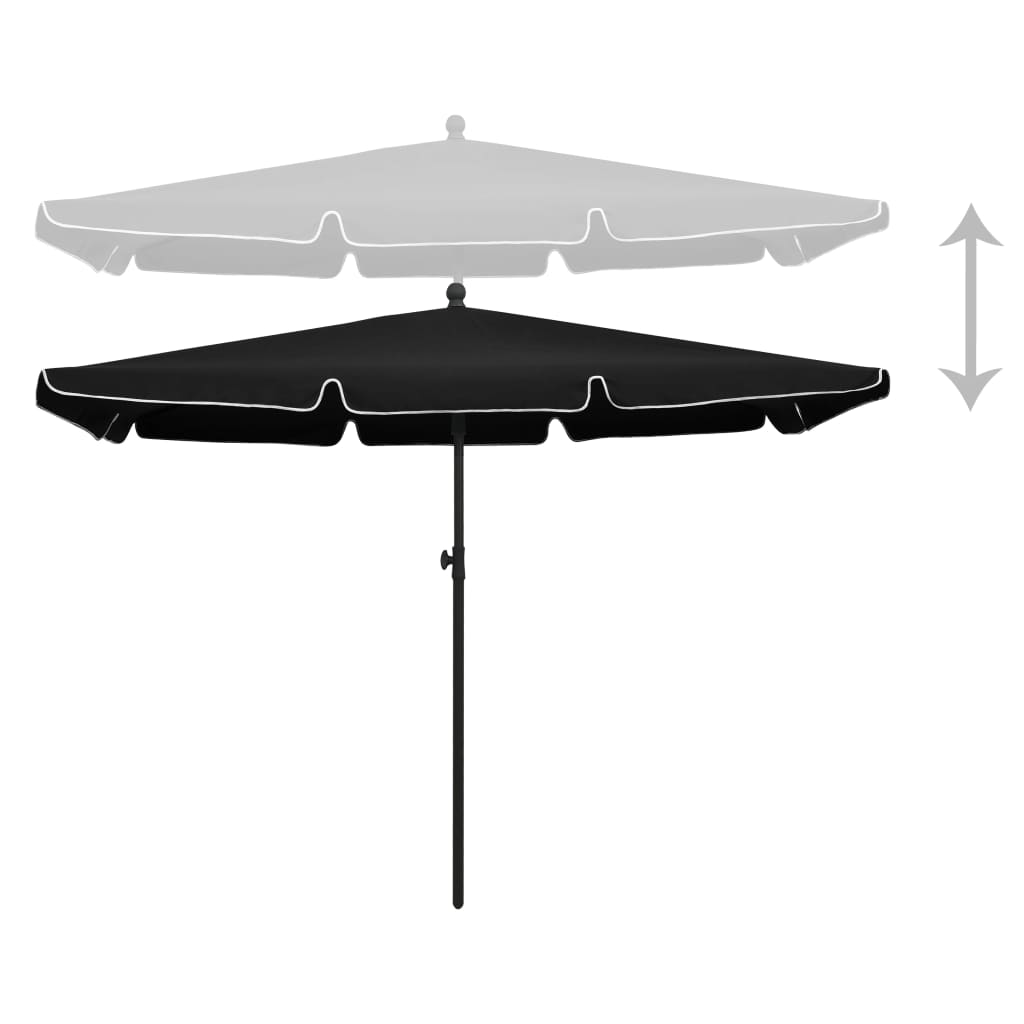 Guarda-sol de jardim com mastro 210x140 cm preto