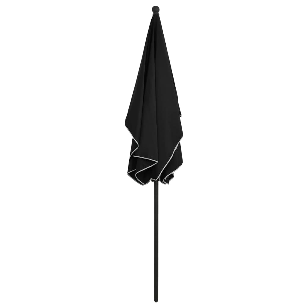 Guarda-sol de jardim com mastro 210x140 cm preto
