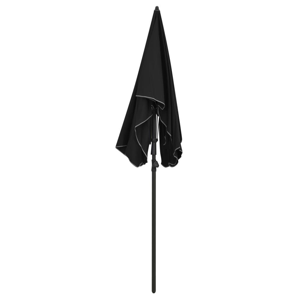 Guarda-sol de jardim com poste 200x130 cm preto
