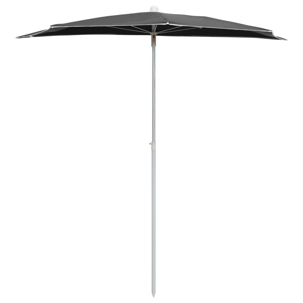Guarda-sol semicircular com mastro 180x90 cm antracite