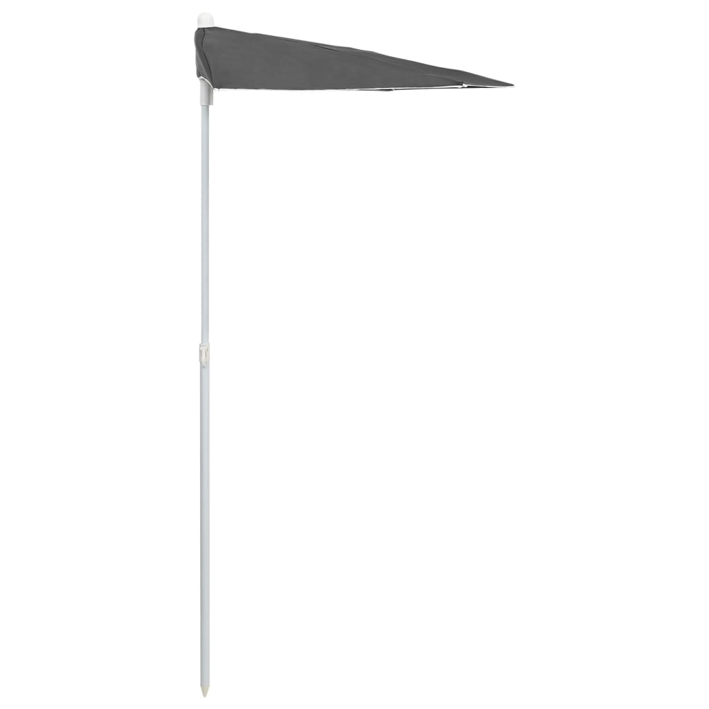 Guarda-sol semicircular com mastro 180x90 cm antracite
