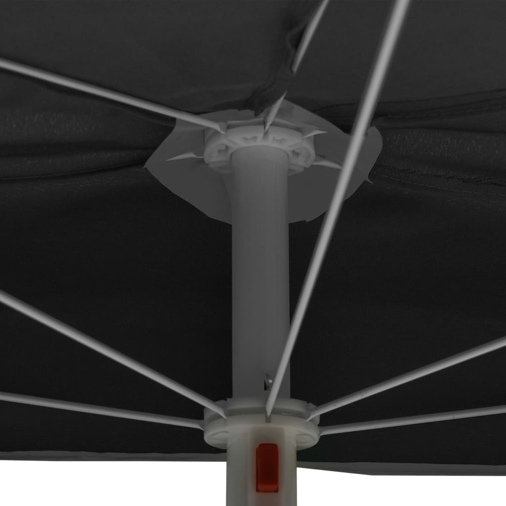 Guarda-sol semicircular com mastro 180x90 cm antracite