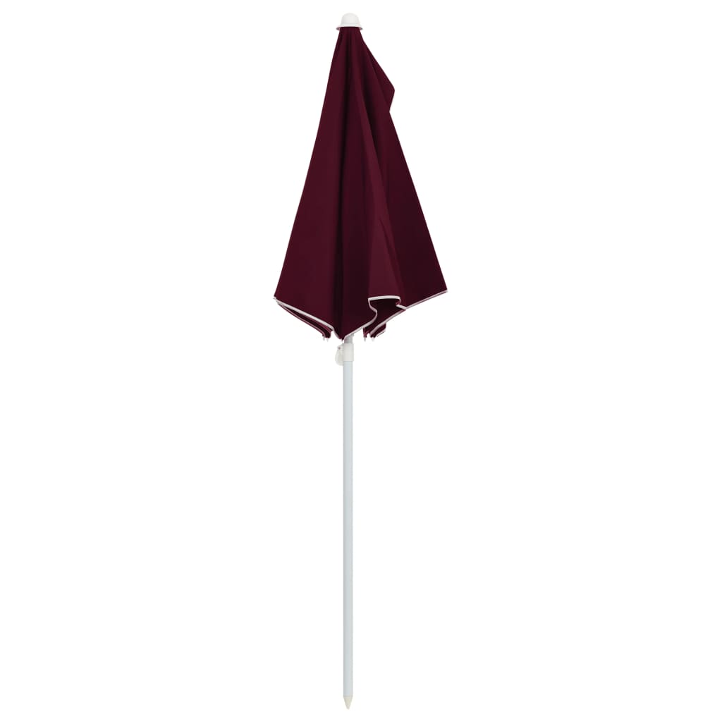 Guarda-sol semicircular com mastro 180x90 cm vermelho bordô