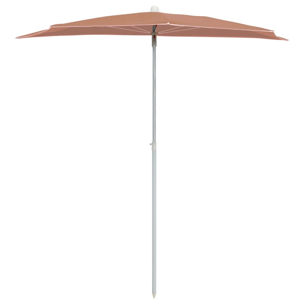 Guarda-sol semicircular com mastro 180x90 cm terracota