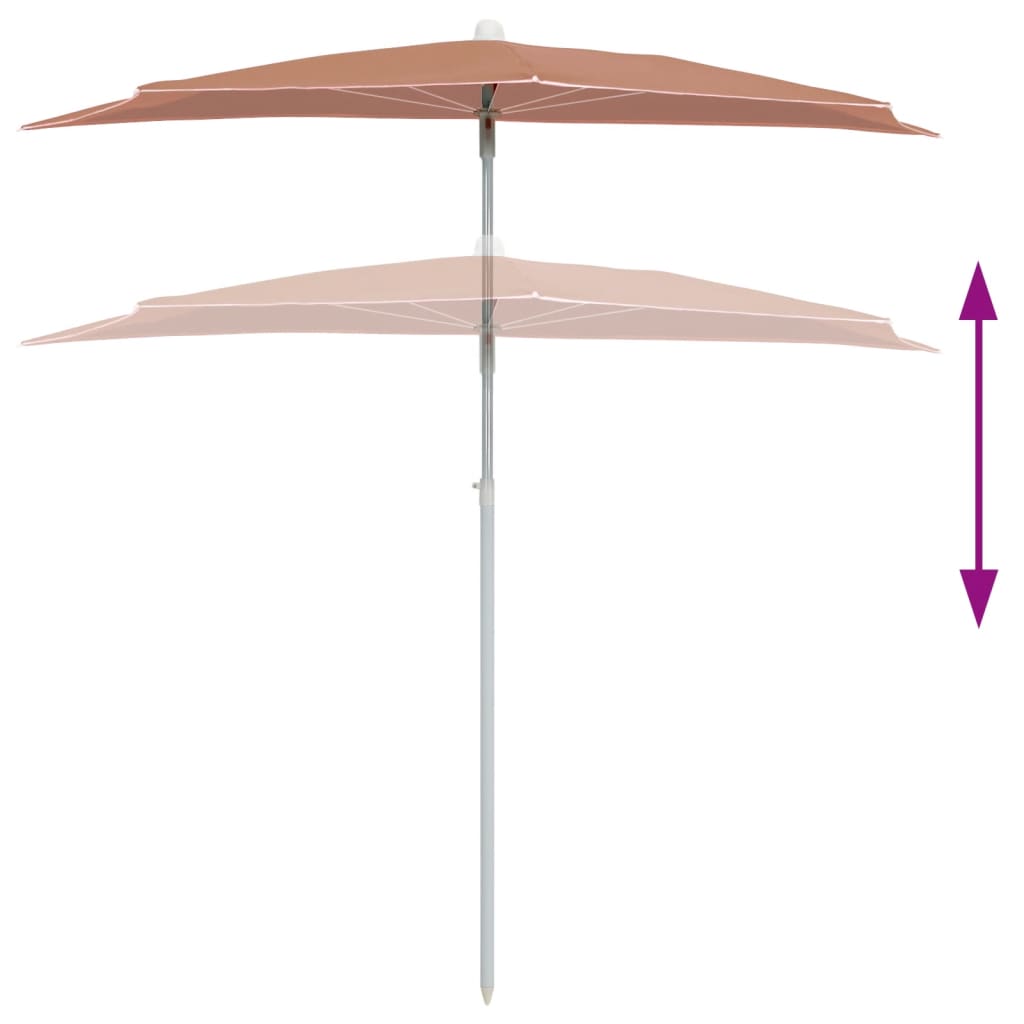 Guarda-sol semicircular com mastro 180x90 cm terracota