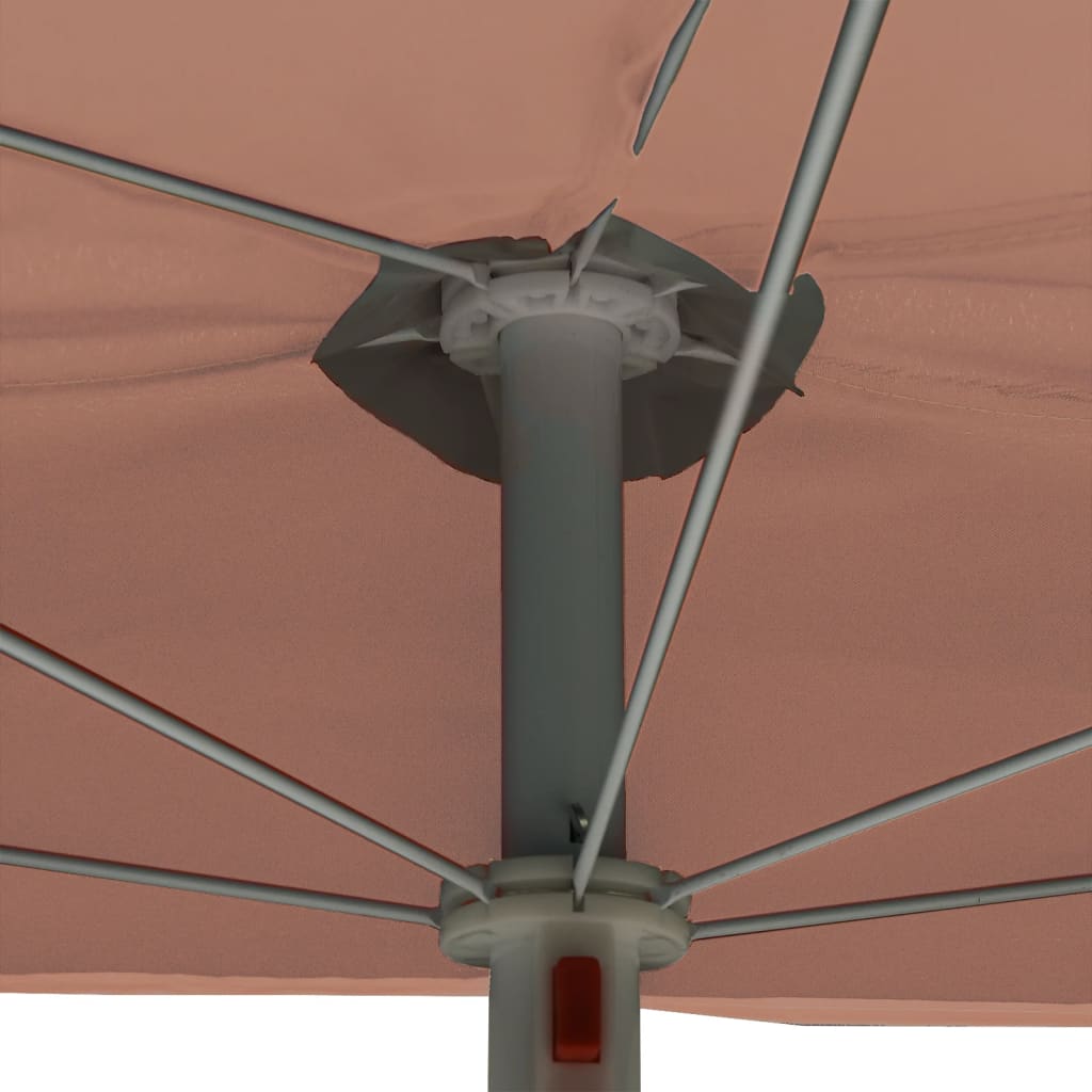 Guarda-sol semicircular com mastro 180x90 cm terracota
