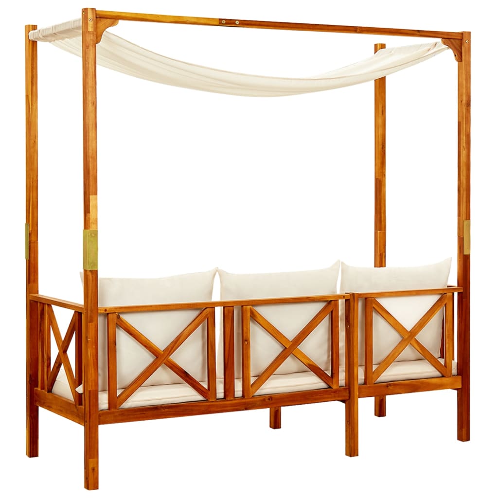 Banco de jardim com mesa e apoios de pés acácia maciça