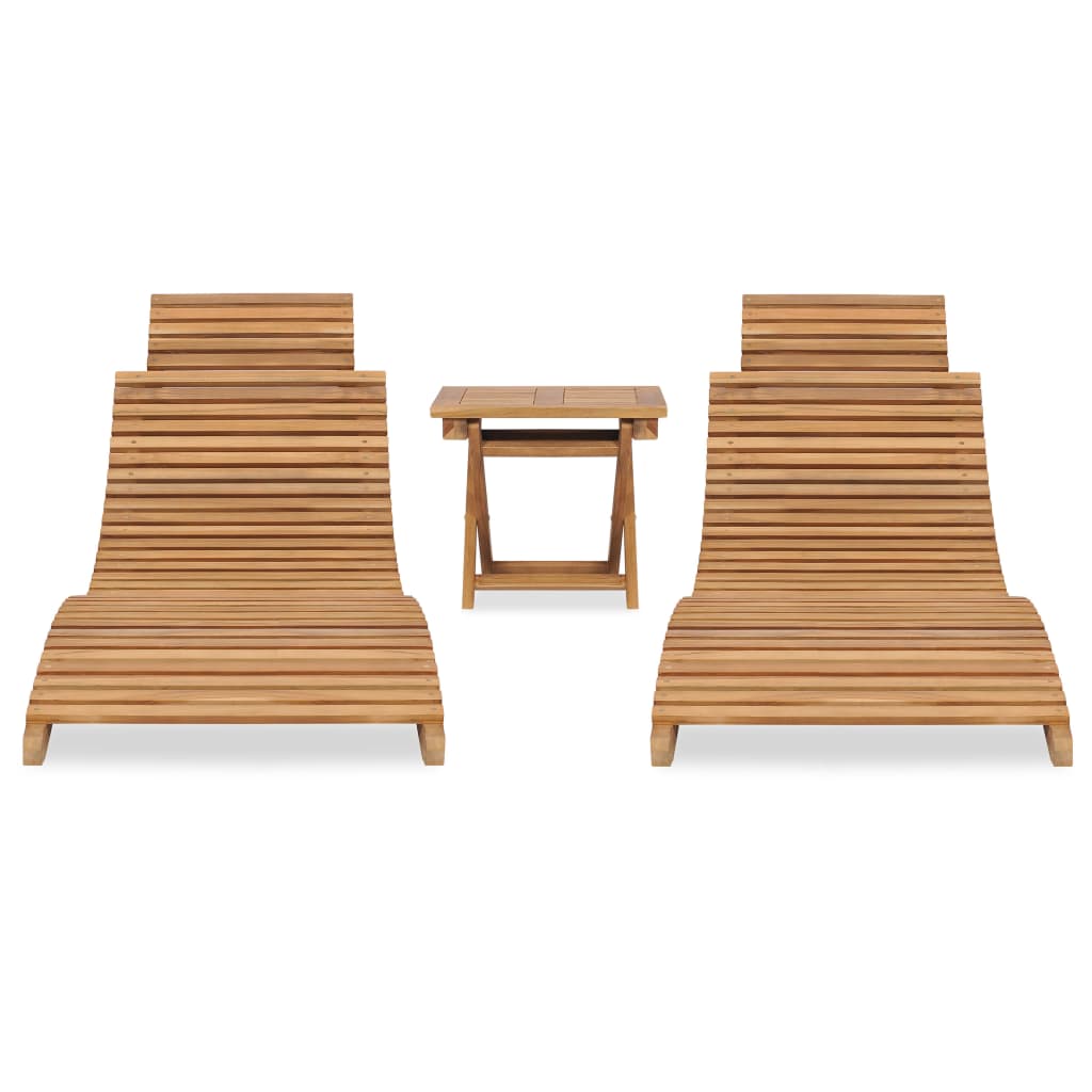 3 pcs conj. lounge de jardim dobrável madeira de teca maciça