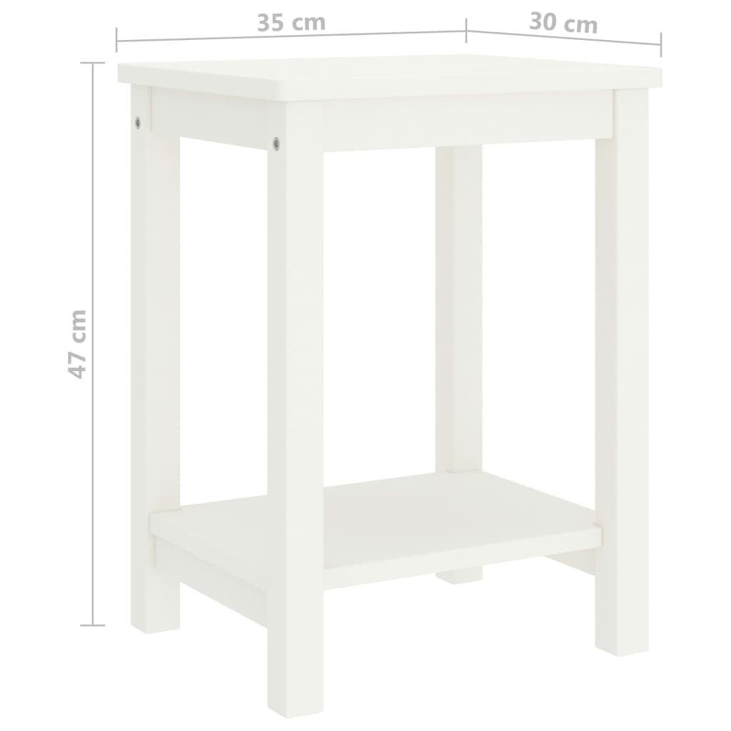 Mesa de cabeceira 35x30x47 cm madeira de pinho maciça branco