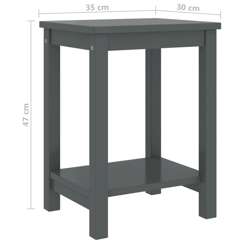 Mesa de cabeceira 35x30x47 cm pinho maciço cinzento-escuro