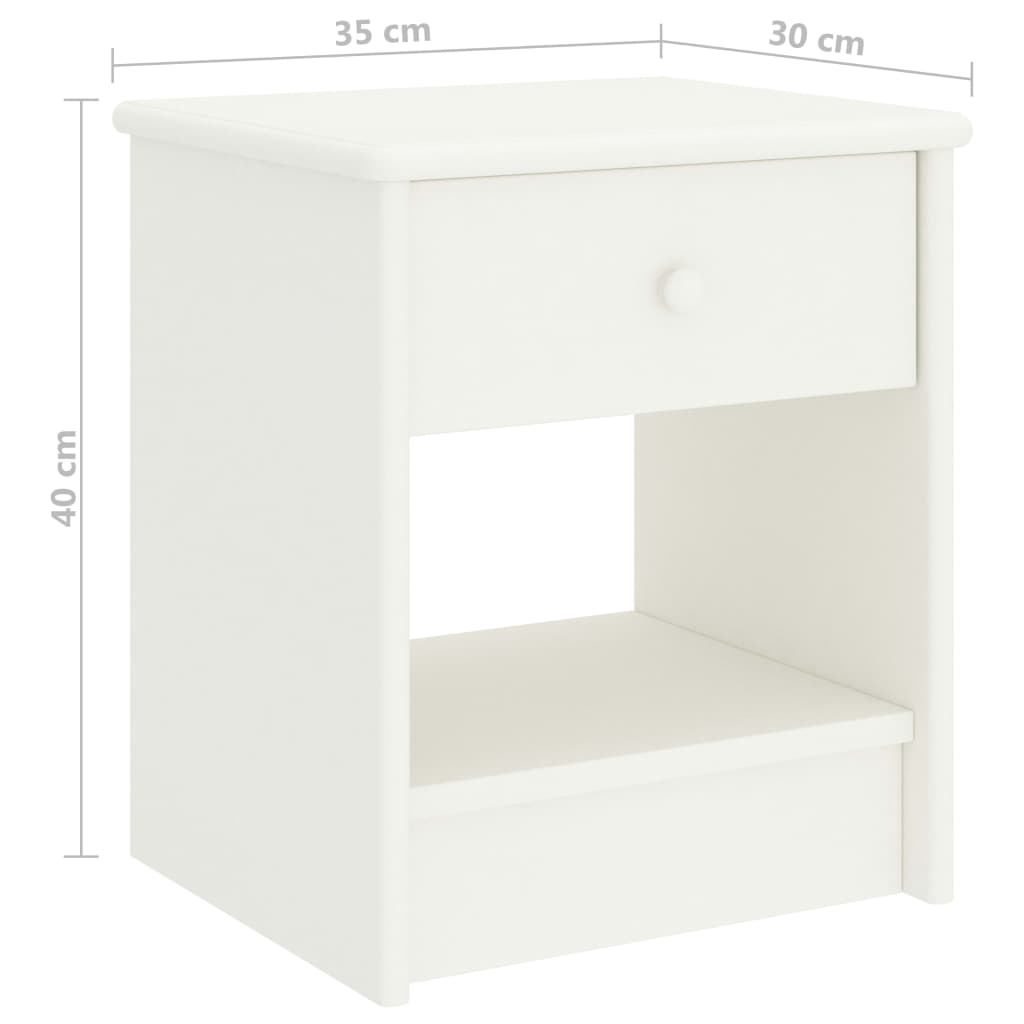 Mesa de cabeceira 35x30x40 cm madeira de pinho maciça branco
