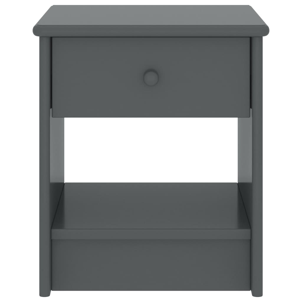 Mesa de cabeceira 35x30x40 cm pinho maciço cinzento-escuro