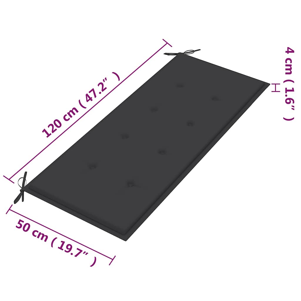Banco de jardim 2 lugares c/ almofadão 120 cm eucalipto maciço